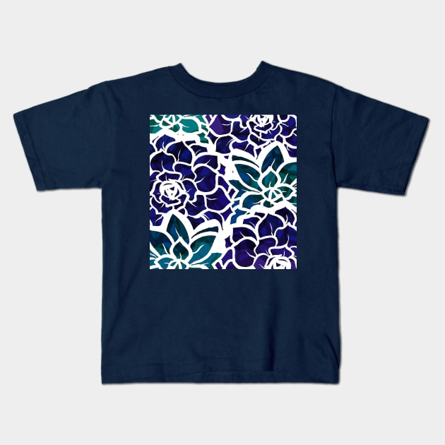 Succulent Mash-up - Purple and Teal Hues - Digitally Illustrated Abstract Flower Pattern for Home Decor, Clothing Fabric, Curtains, Bedding, Pillows, Upholstery, Phone Cases and Stationary Kids T-Shirt by cherdoodles